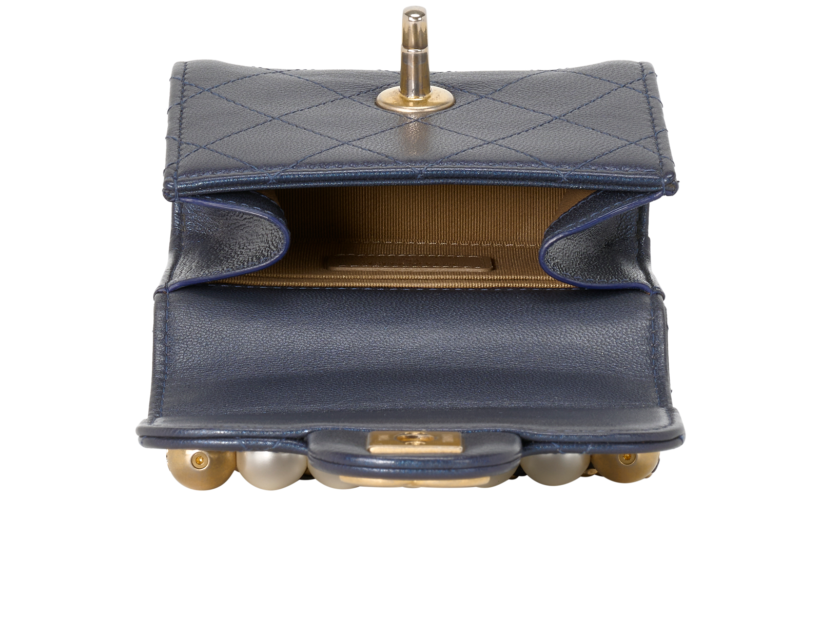 Mini Chic Pearls Flap, &pound;2,100, Handbags, Blue, Leather/Pearl, Other view